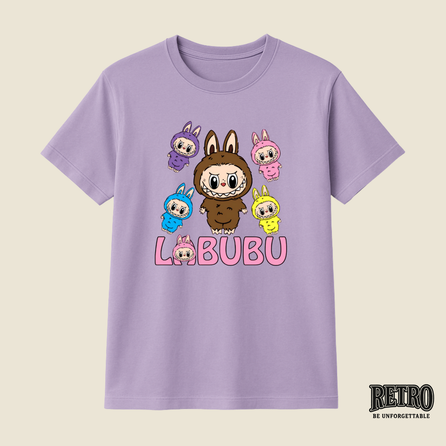 Retro Lavender Labubu T-Shirt India – Regular Fit | Trending Anime Graphic Tee